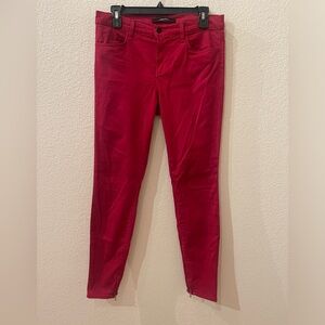 J BRAND Women's Ankle Crop Jeans with Ankle Zipper Color:Red Burn Size:28